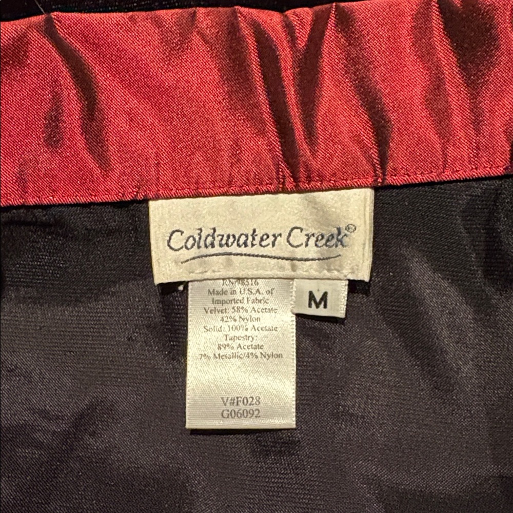 COLDWATER CREEK Velvet Tapestry Jacket in Black/Red/Gold Size Medium - Picture 6 of 7
